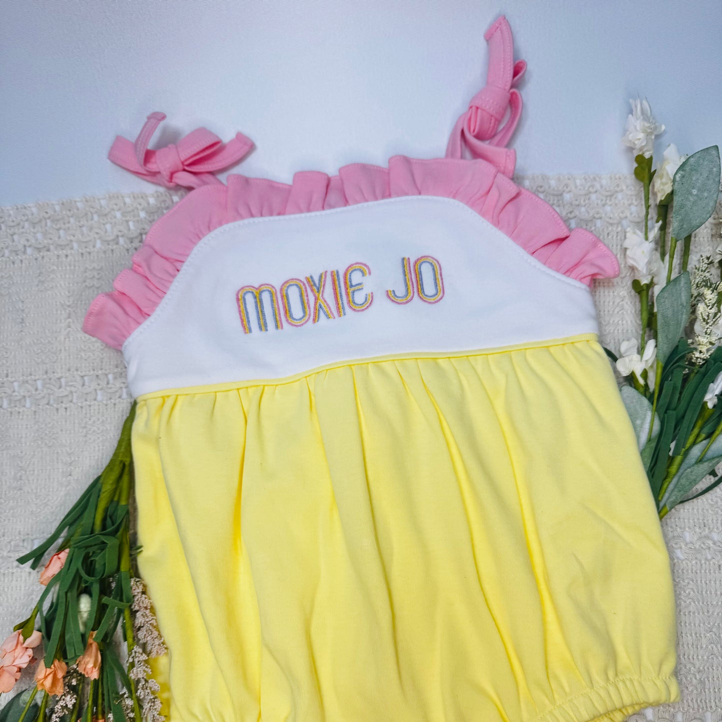 Custom Embroidered Tied Rompers