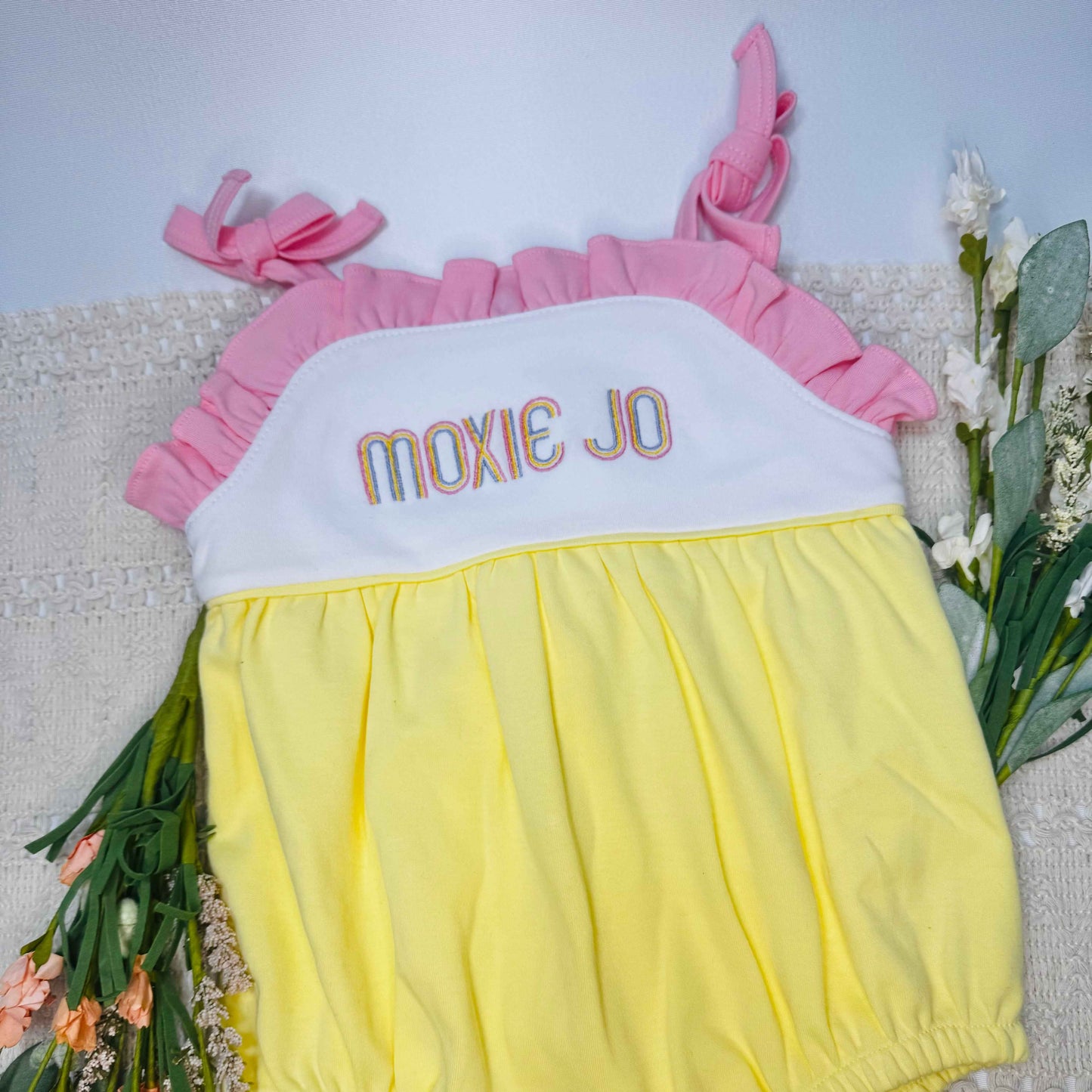 Custom Embroidered Tied Rompers