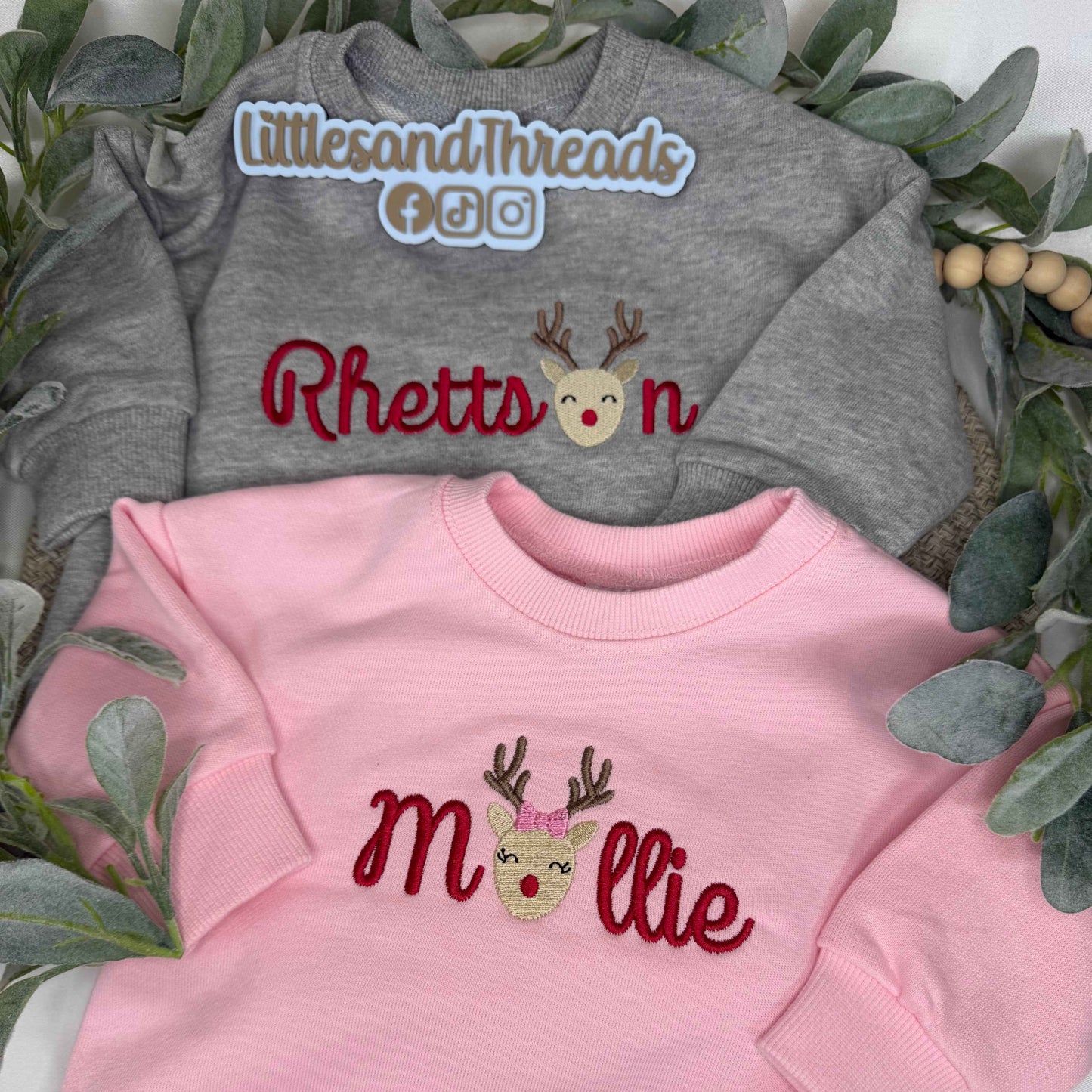 Reindeer Embroidered Christmas Tops