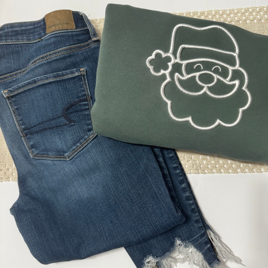 Embroidered Puff Adult Santa