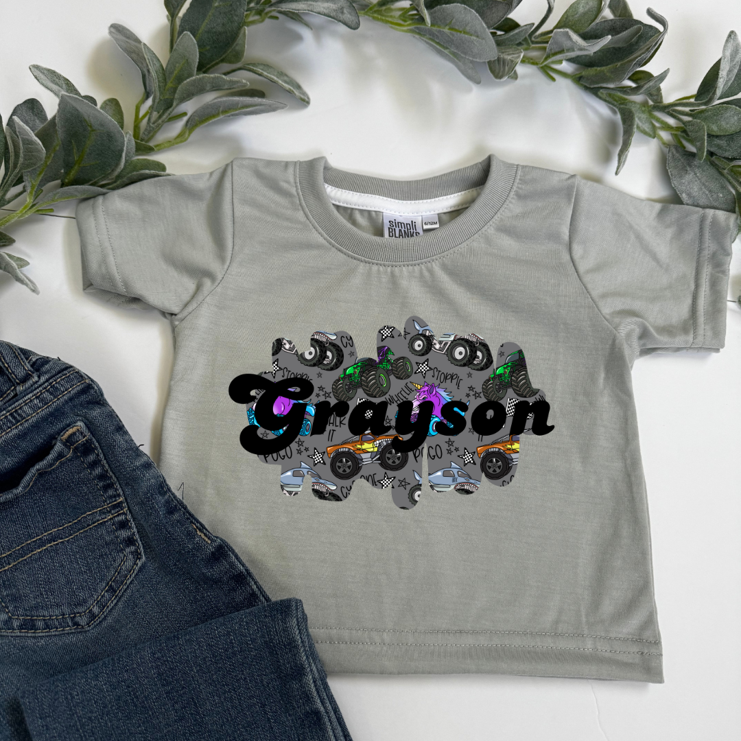 Custom Sublimated Monster Truck Kid Tee