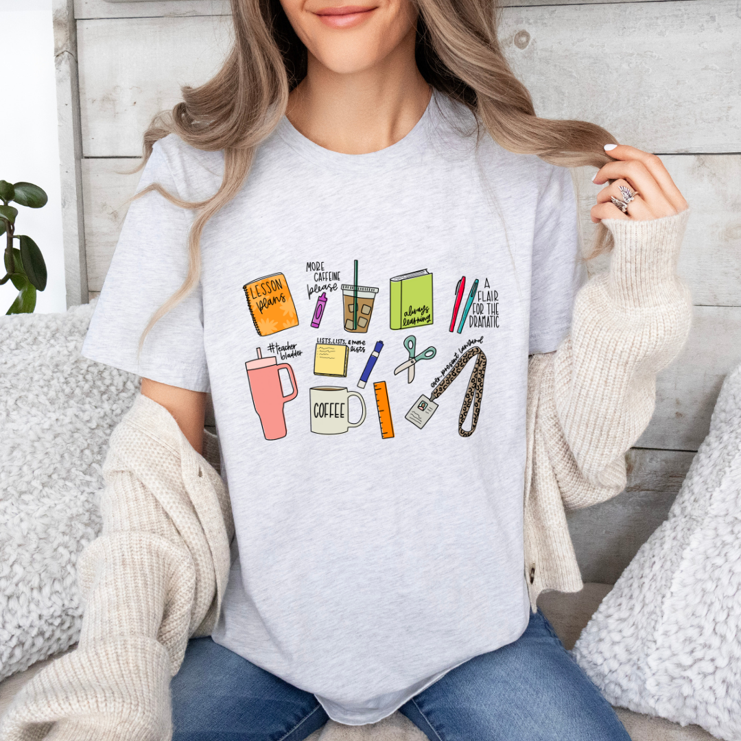 Vintage Teacher Doodles Tee