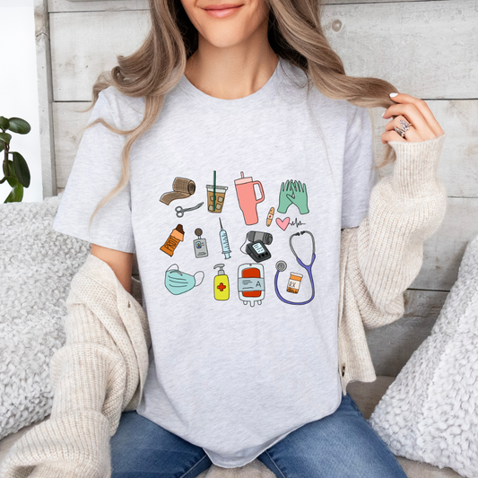 Vintage Nurse Doodles Tee