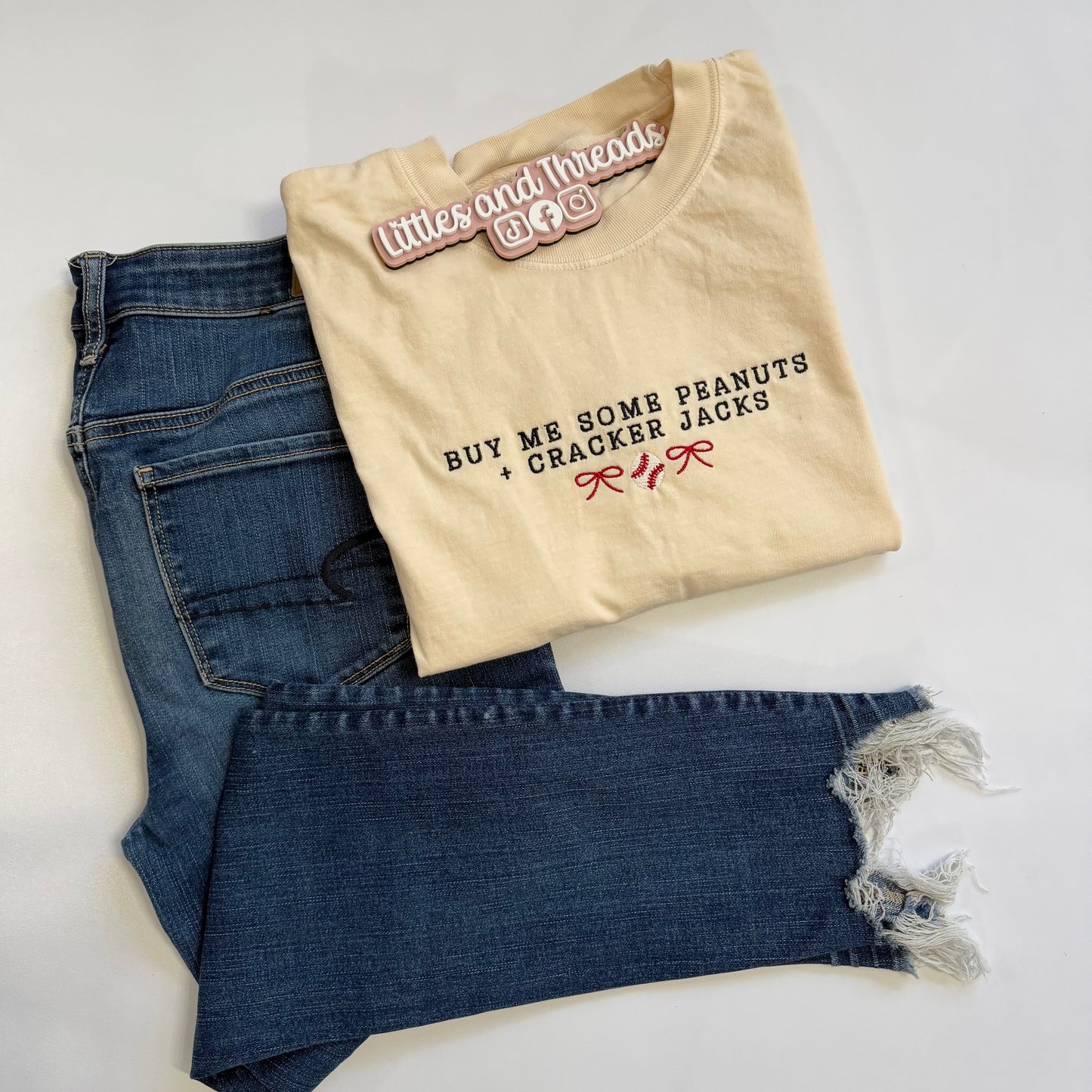 Take me to the ball game embroidered tee