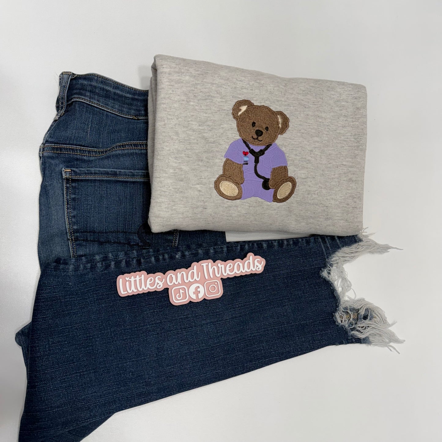 Embroidered Nurse Bear Sweatshirt