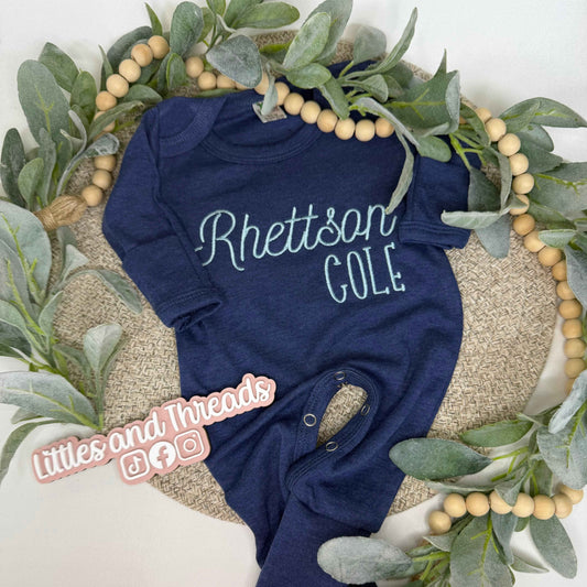 Personalized Footed Baby Outfit With Fold Over Mittens