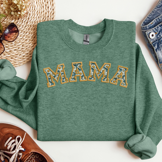 Floral Mama Green Crewneck