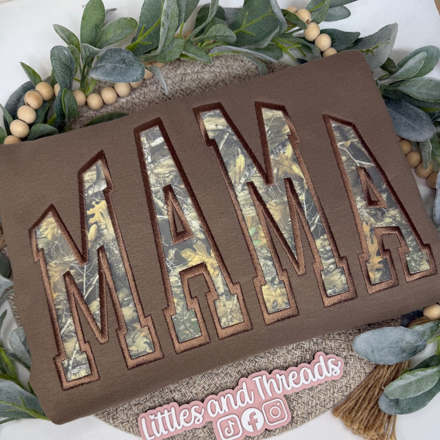 RTS- Embroidered Camo Mama Crewneck