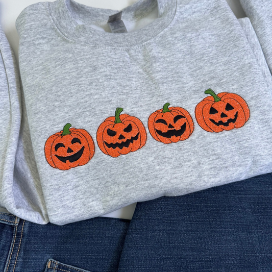 Embroidered Jack-o'-lantern Crewneck