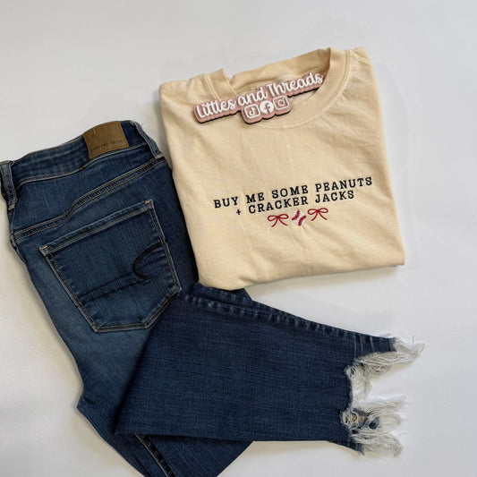 Take me to the ball game embroidered tee