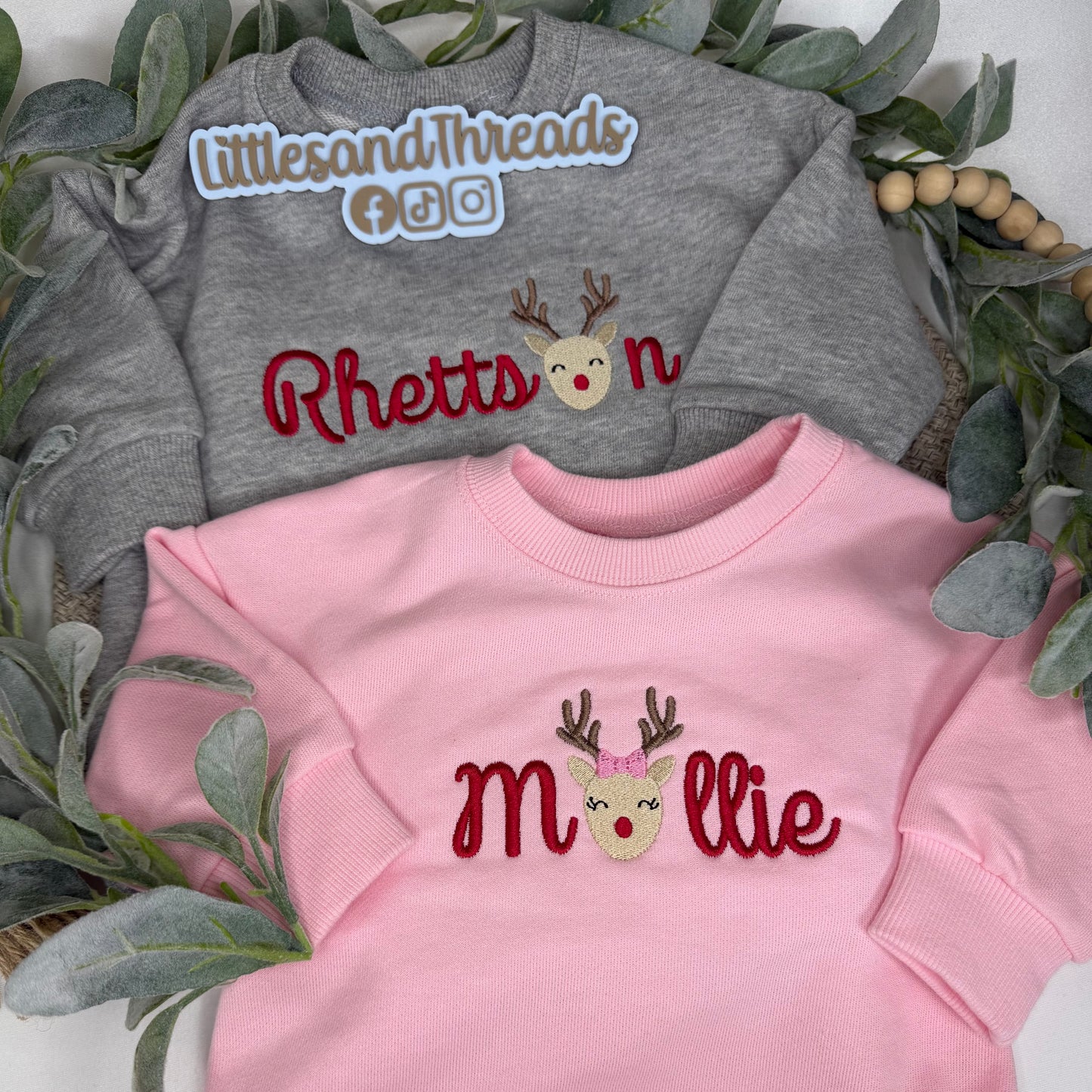 Reindeer Embroidered Christmas Tops