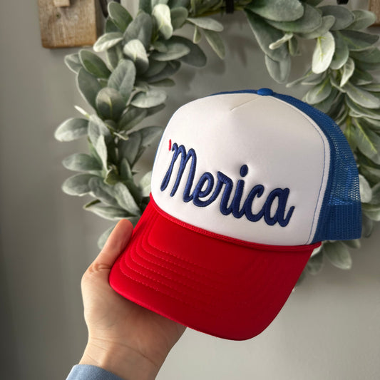 Embroidered Puff Merica Hat