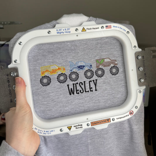 Embroidered Sketch Monster Truck Trio Tee