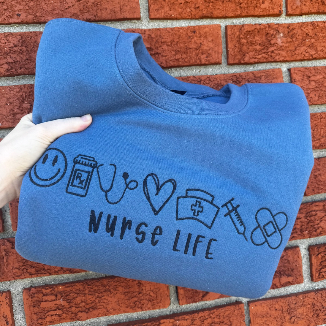 Custom Embroidered Nurse Icons Tee