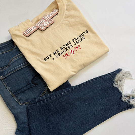 Take me to the ball game embroidered tee