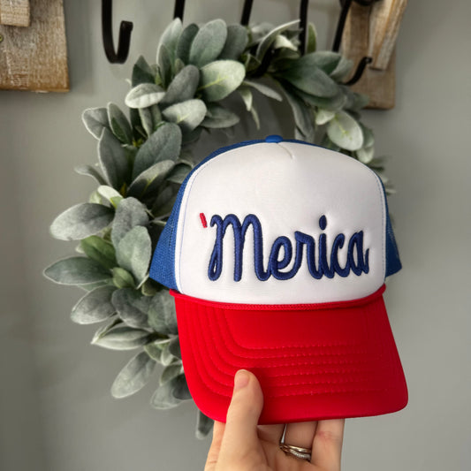 Embroidered Puff Merica Hat