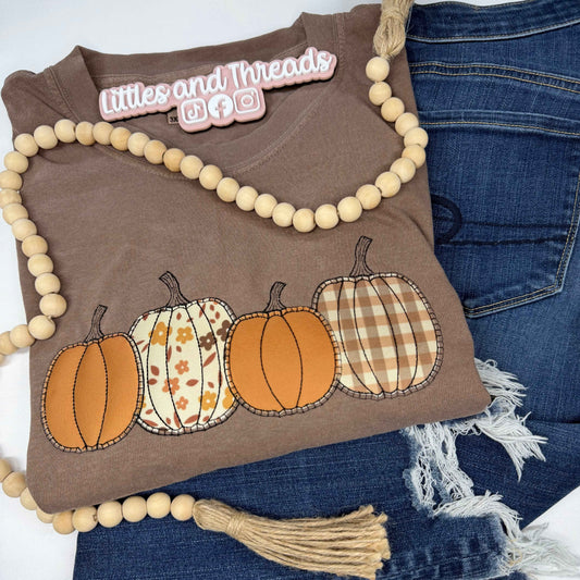 Embroidered appliqué Pumpkin Set Tee
