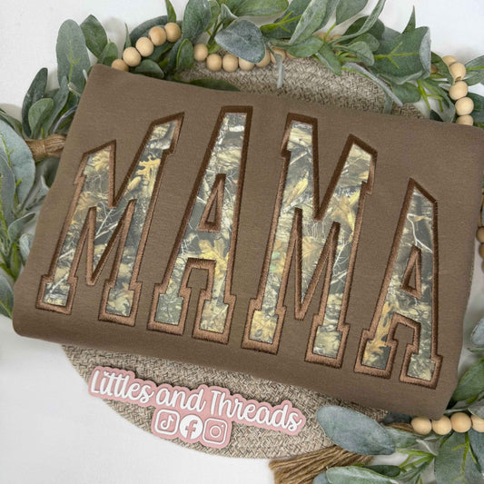 RTS- Embroidered Camo Mama Crewneck
