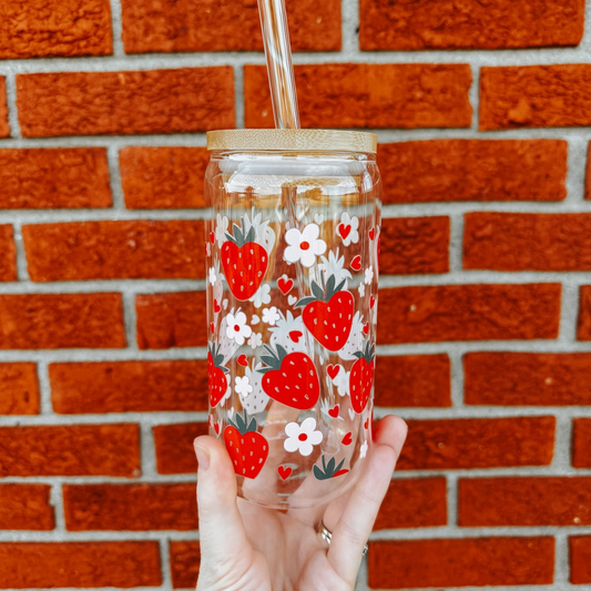 *Imperfect* Strawberry Summer Glass Can