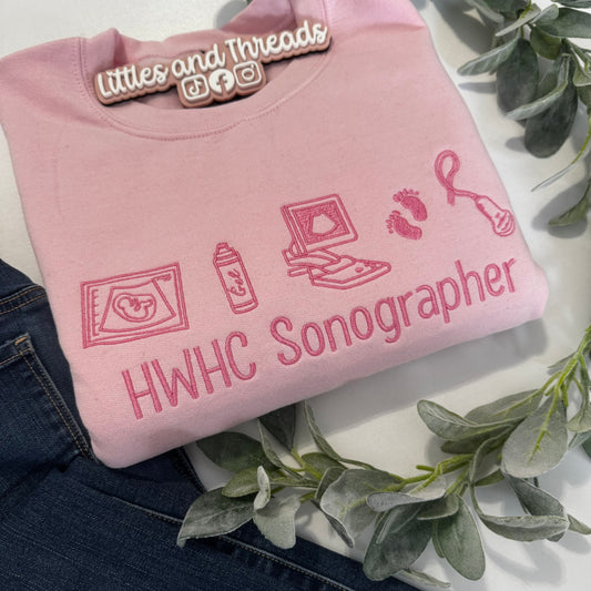 Custom Embroidered Sonographer Icons Sweatshirt