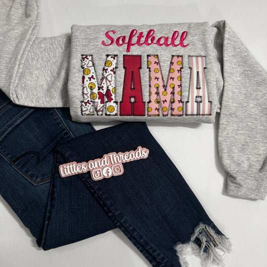 Custom Softball Applique Crewnecks