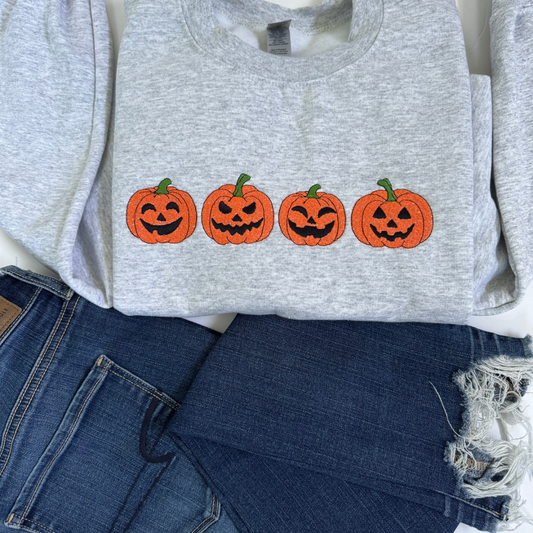 Embroidered Jack-o'-lantern Crewneck