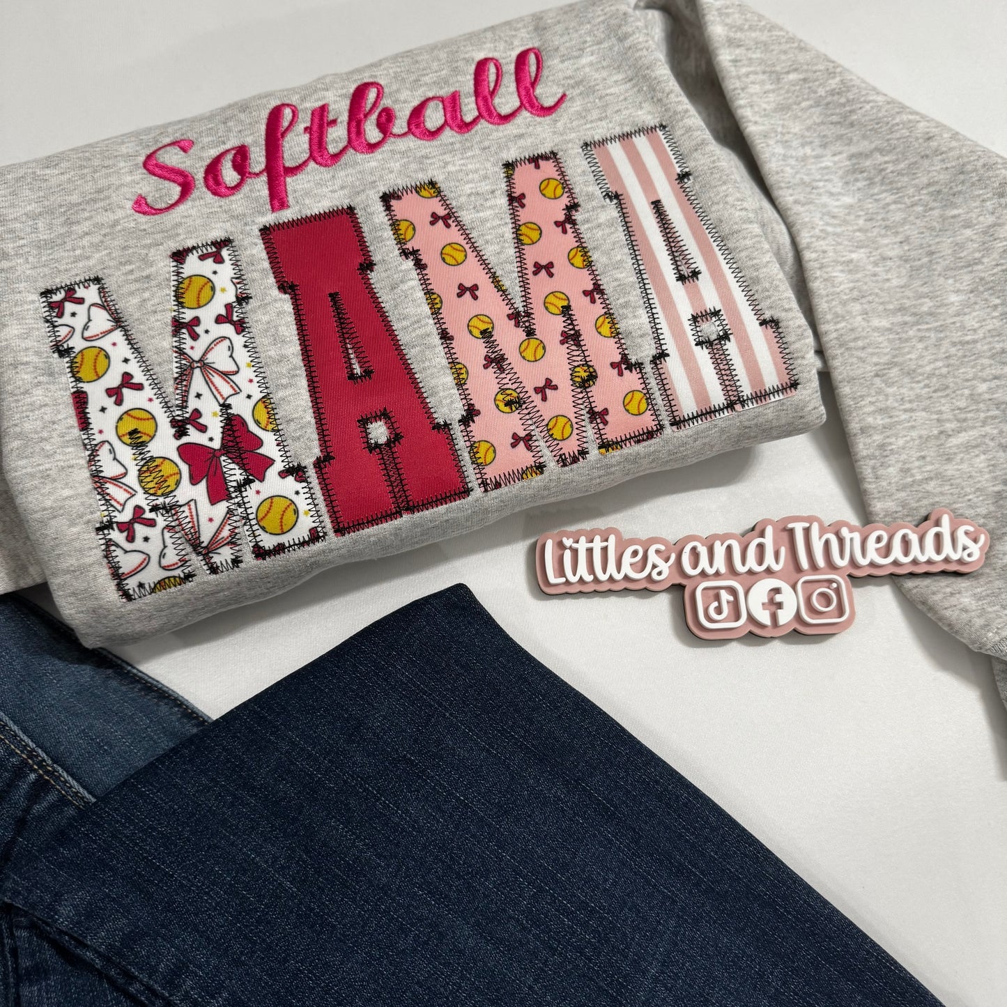 Custom Softball Applique Crewnecks