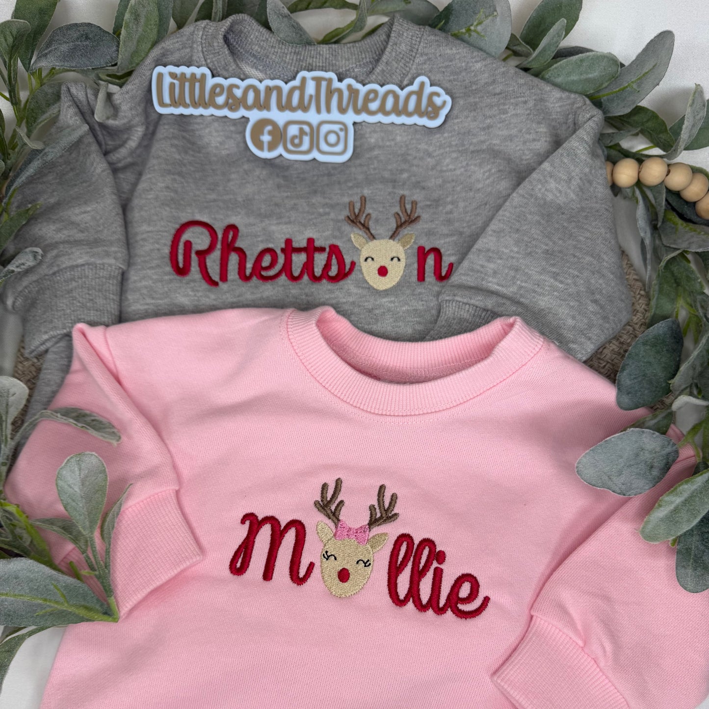 Reindeer Embroidered Christmas Tops