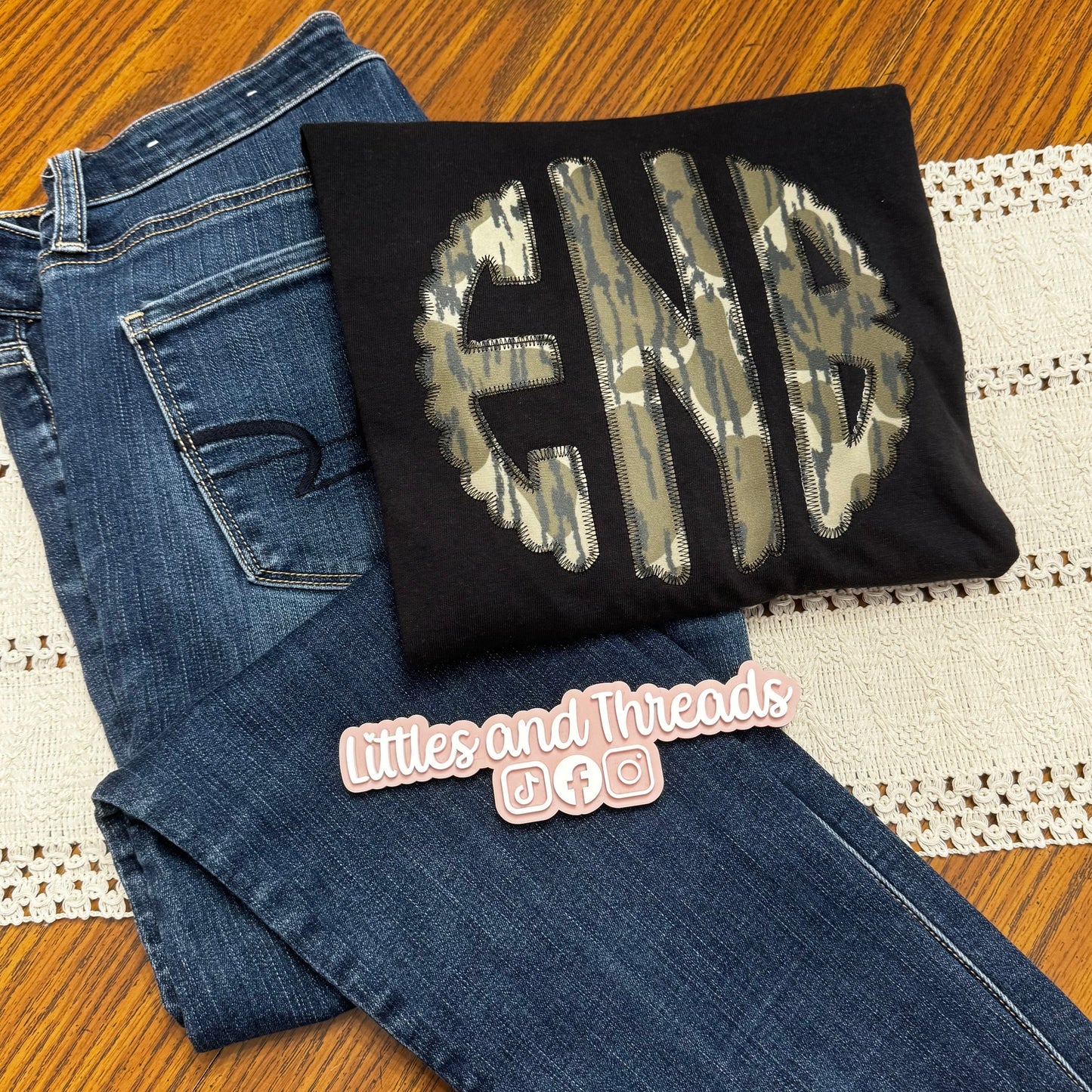 Customizable Camo embroidered monogram t-shirt 