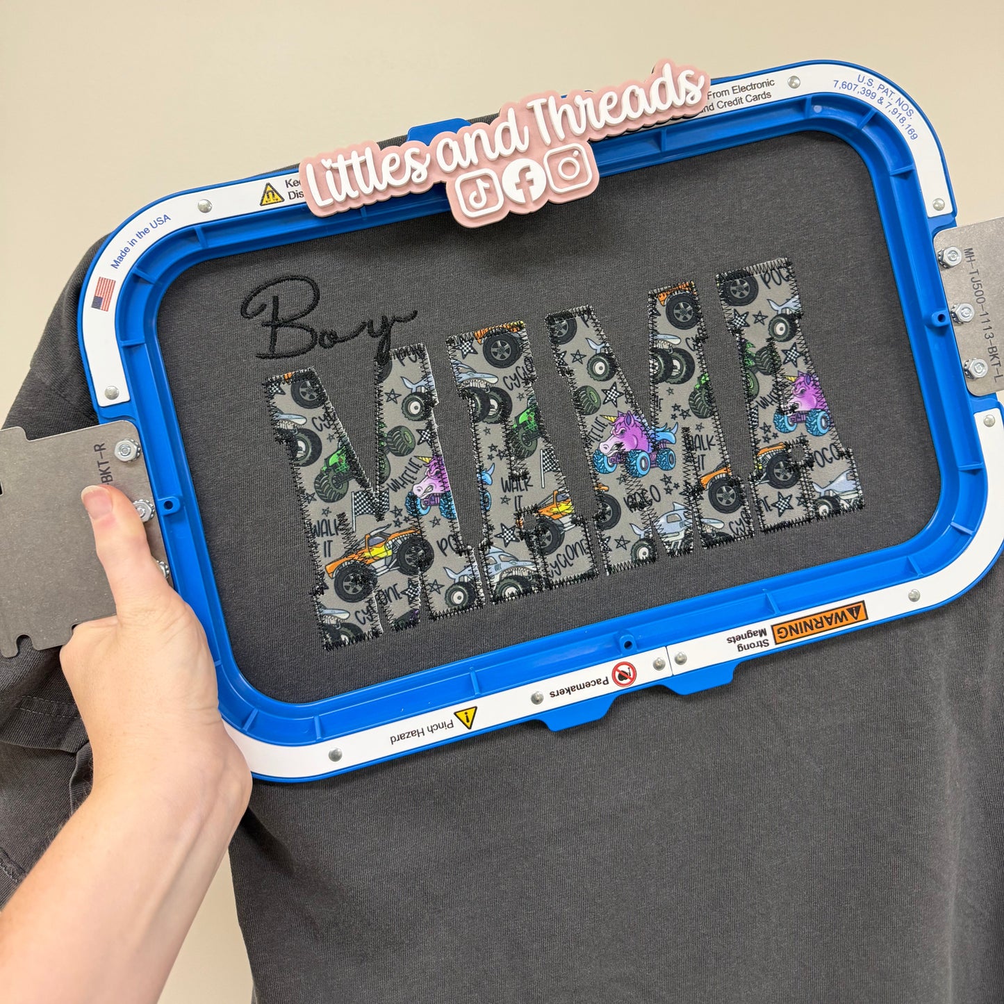 Custom Embroidered Monster Truck Adult Tee