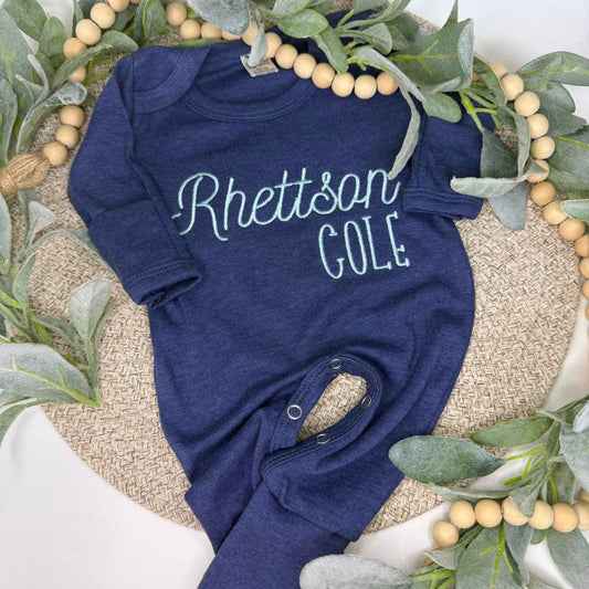 Personalized Footed Baby Outfit With Fold Over Mittens