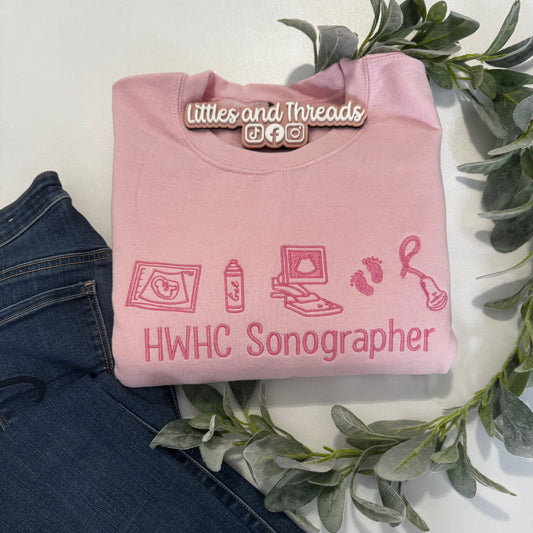 Custom Embroidered Sonographer Icons Sweatshirt