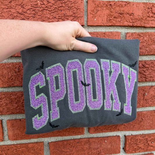 RTS- Embroidered Spooky Glitter Long Sleeve
