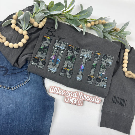 Custom Embroidered Monster Truck Adult Long Sleeve Tee