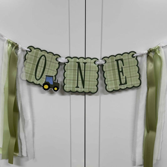 Tractor One Birthday Banner