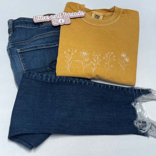 Embroidered Simple Floral Tee