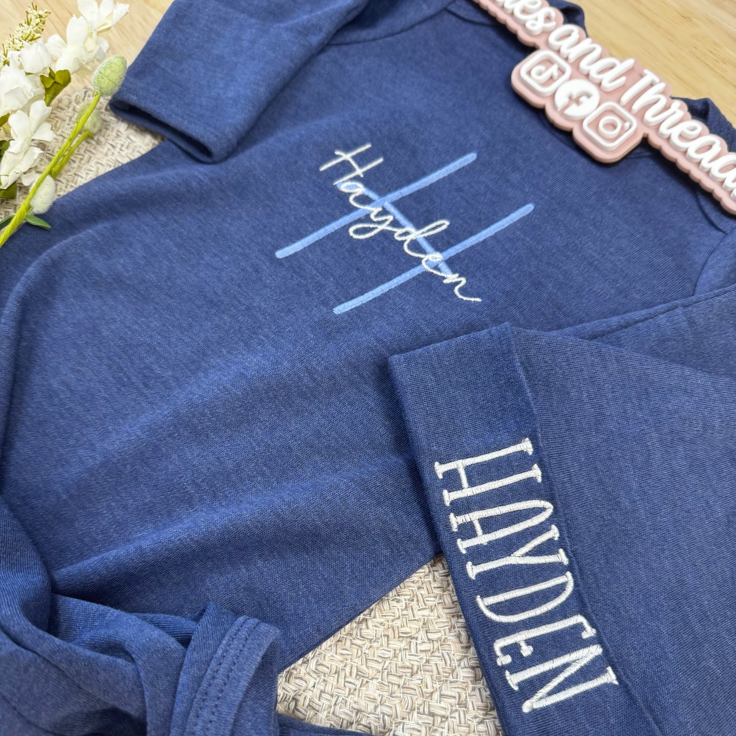 Custom Embroidered Baby Knotted Gown & Hat Set