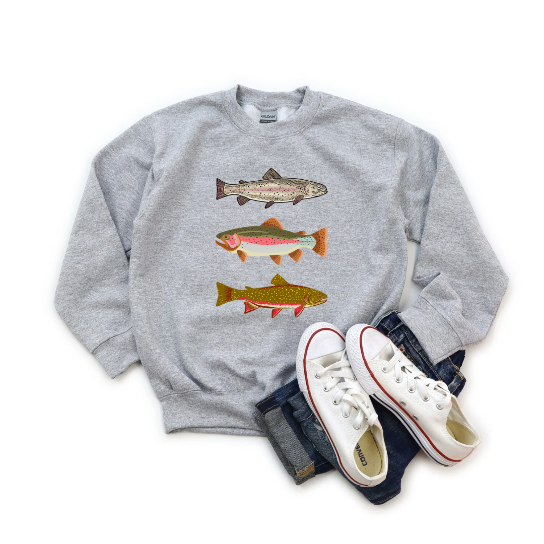 Adult Fishing For Trout Crewneck