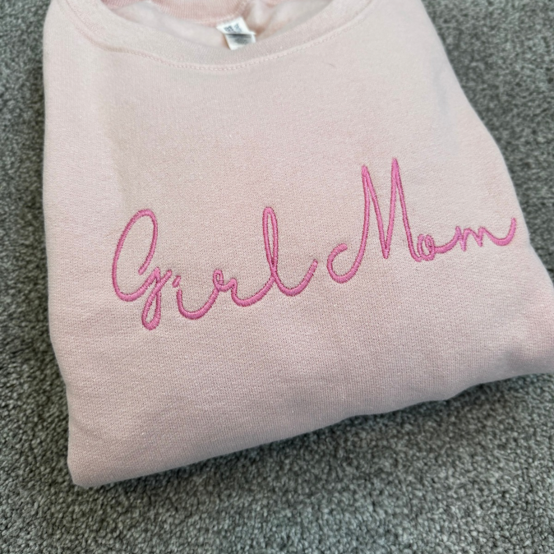 Girl Mom Embroidered Crewneck