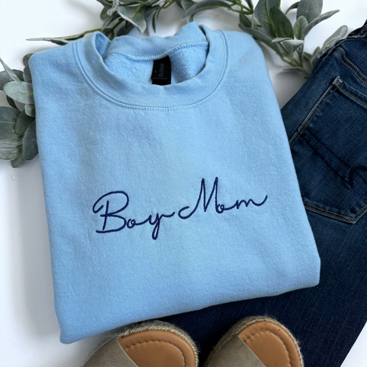 Boy Mom Embroidered Crewneck