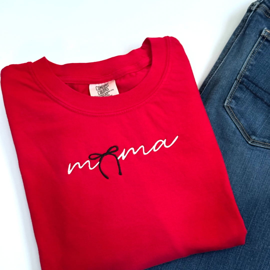 Mama Bow Embroidered Tee