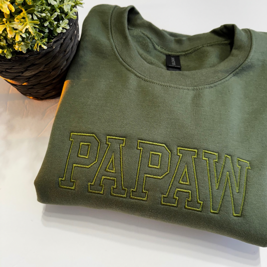 Tone on Tone Embroidered Papaw Crewneck