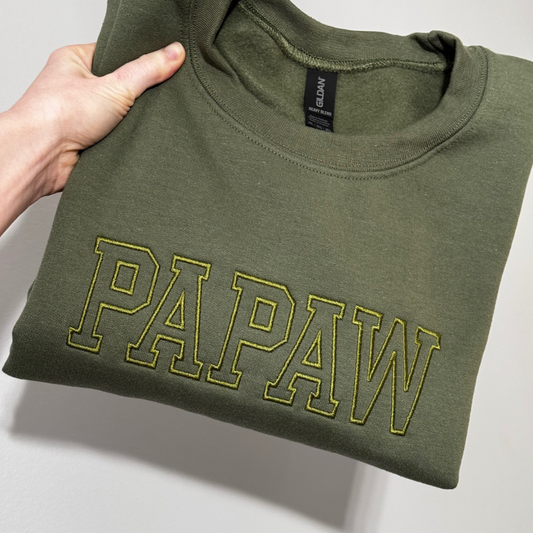 Tone on Tone Embroidered Papaw Crewneck