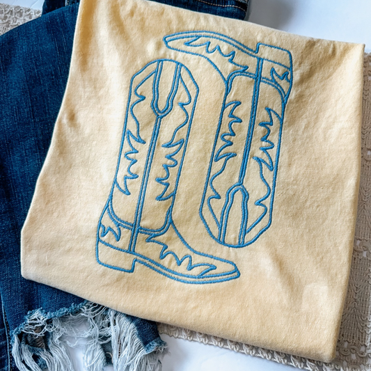Embroidered Cowboy Boots Tee