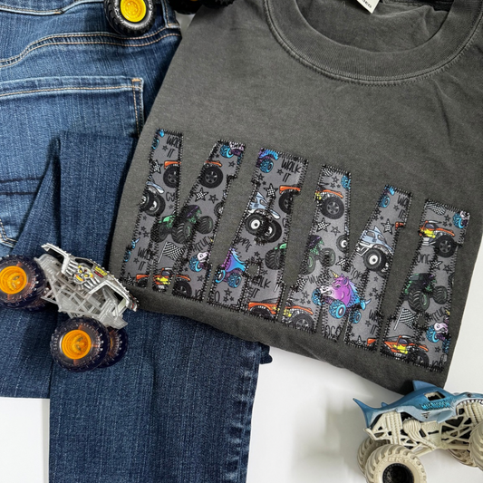 Custom Embroidered Monster Truck Adult Tee