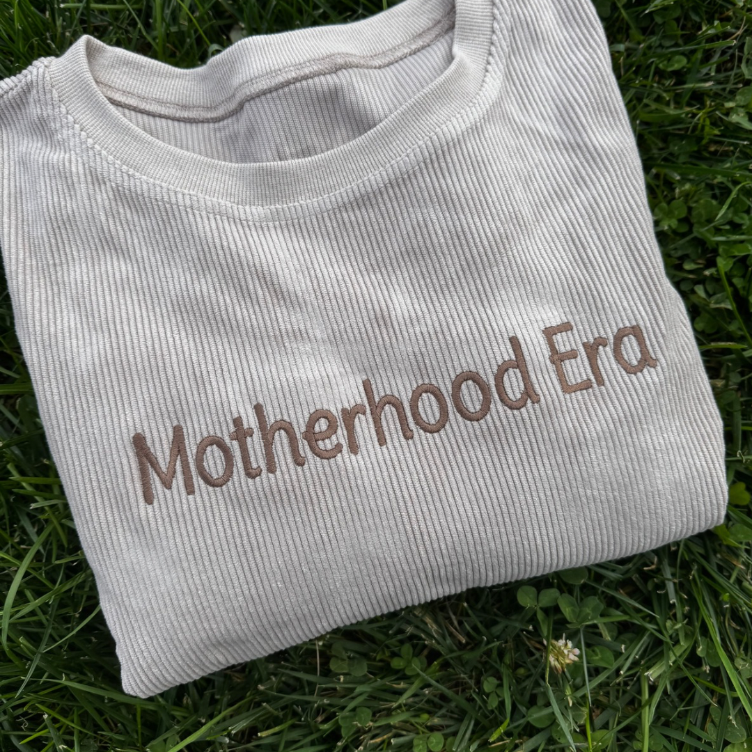 Embroidered Motherhood Era Corded Crewneck