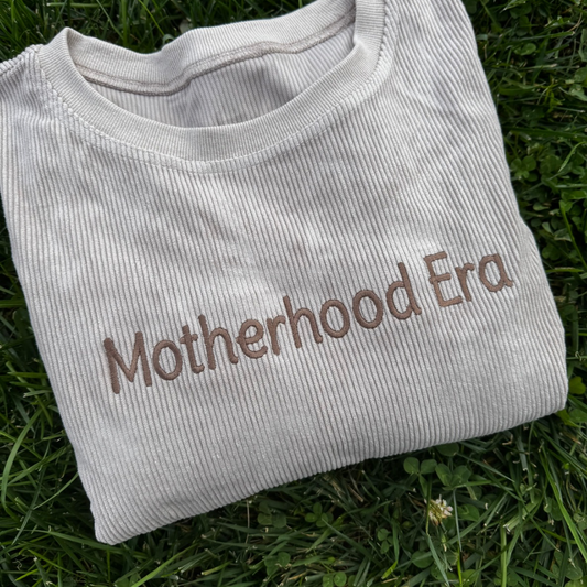 Embroidered Motherhood Era Corded Crewneck