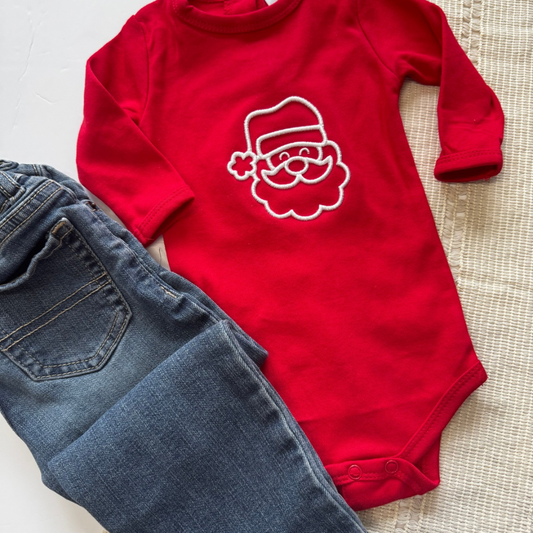 Embroidered Puff Santa Bodysuit
