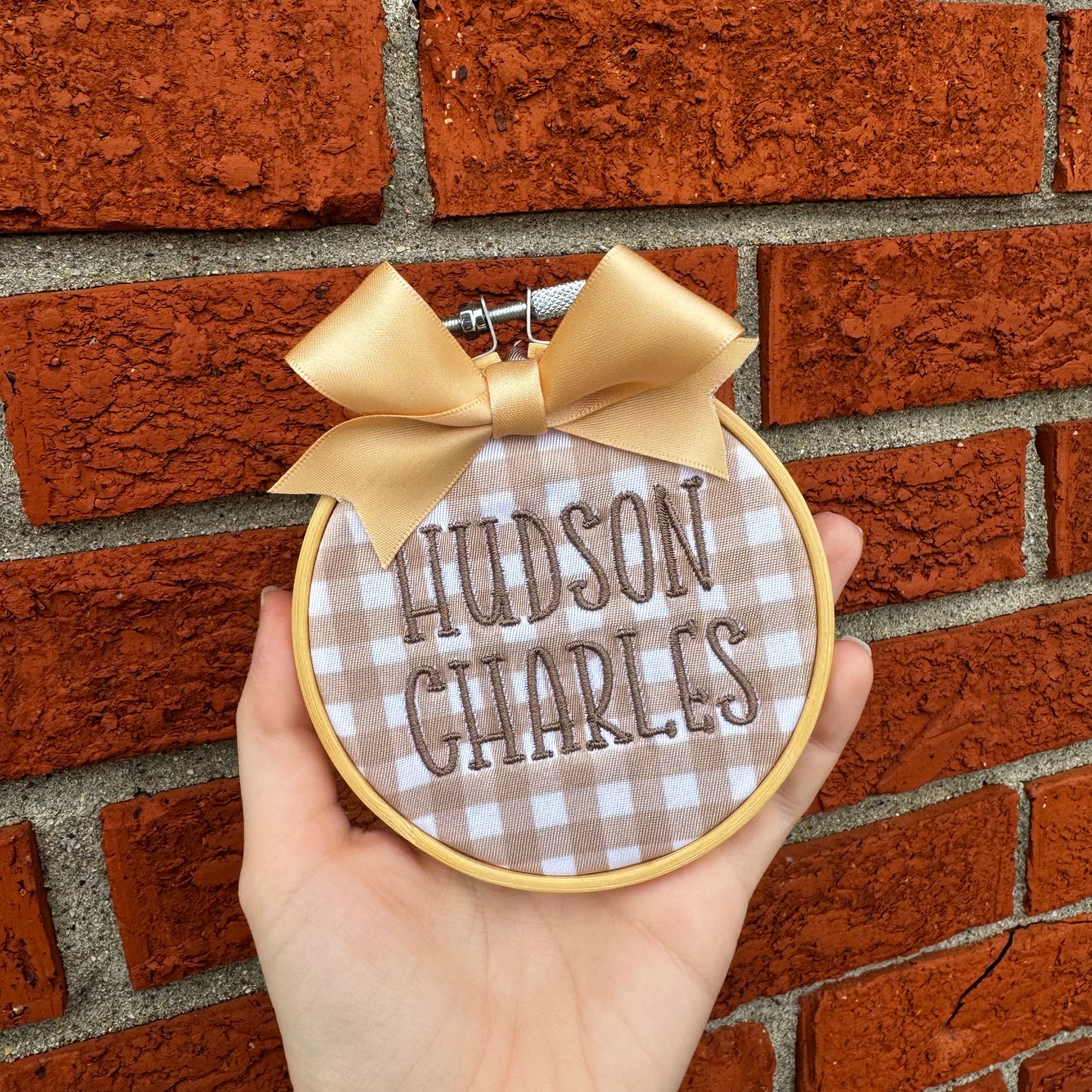 Personalized Gingham Baby Name Sign
