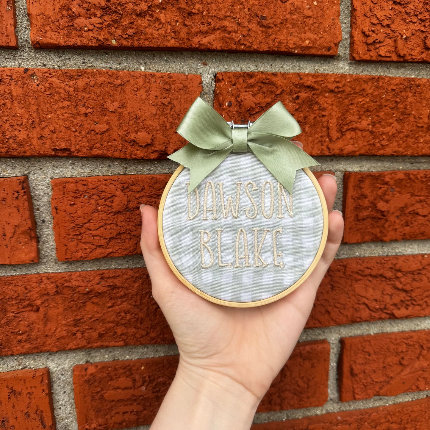 Personalized Gingham Baby Name Sign